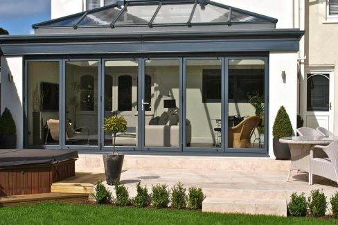 Grey aluminium bifold doors for a home in Oxford,